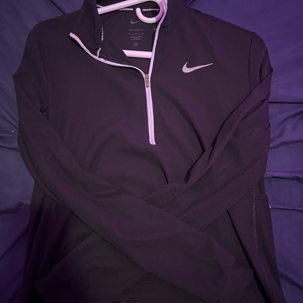 Nike Black and White Quarter-Zip Performance Sweater